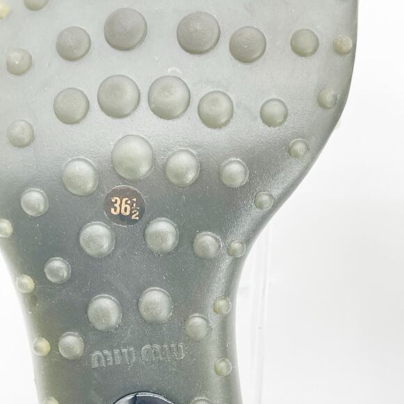 Miu Miu 90s y2k Black Mesh Logo Bubble Sole Kitten Heel Mules Slides IT 36.5